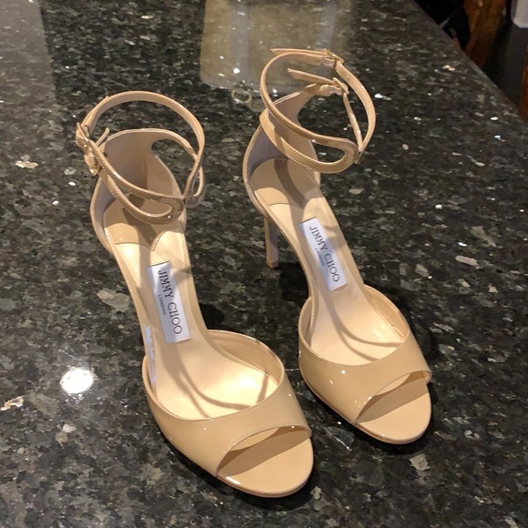 NWT Jimmy Choo Lane 85 Nude Patent Heels Sz 39 - Picture 3 of 9